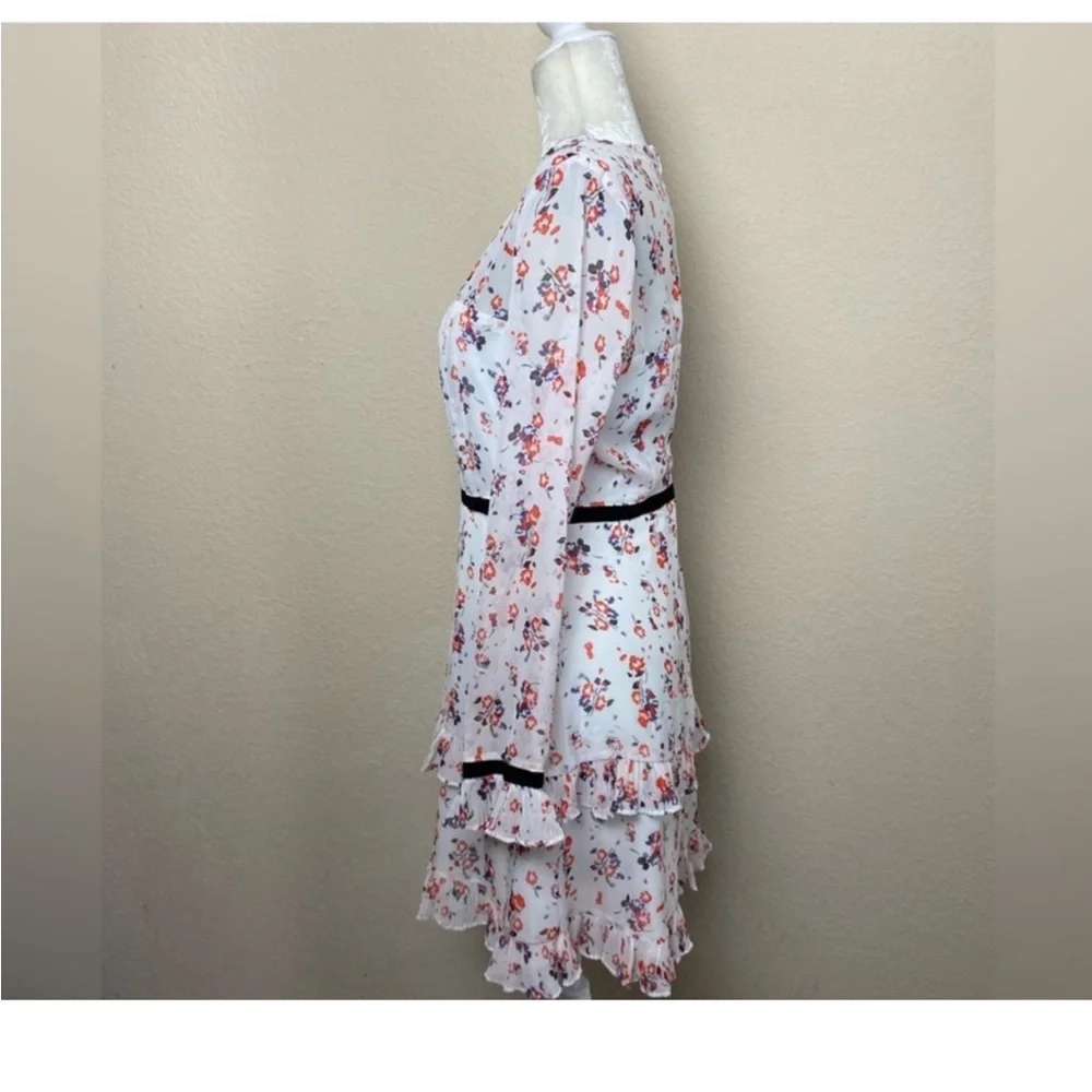 Lulus Floral to See White Floral Print Long Sleeve Mini Dress Size Medium - Picture 10 of 13